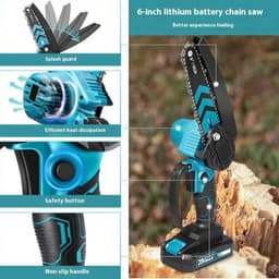 image-6-inch Lithium Chainsaw Wood Cutting Saw Household Rechargeable Mini