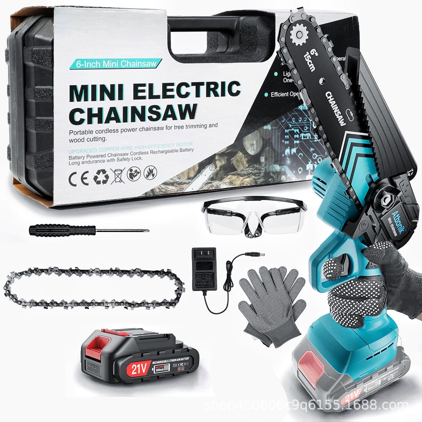 image-Household Small Handheld Wireless Rechargeable Lithium Electric Saw Logging Electric Saw
