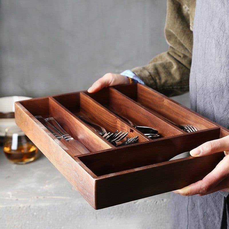 image-Black Walnut Western Cutlery Storage Box