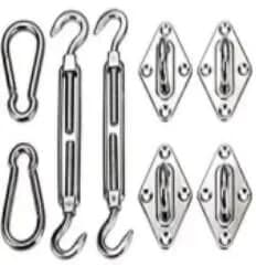 image-8Pcs Stainless Steel Sun Sail Shade Shade Canopy Fixing Fittings Accessory Kit Safety Sun Canopy Fixing Fittings