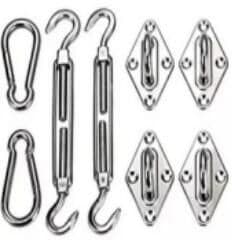 image-8Pcs Stainless Steel Sun Sail Shade Shade Canopy Fixing Fittings Accessory Kit Safety Sun Canopy Fixing Fittings