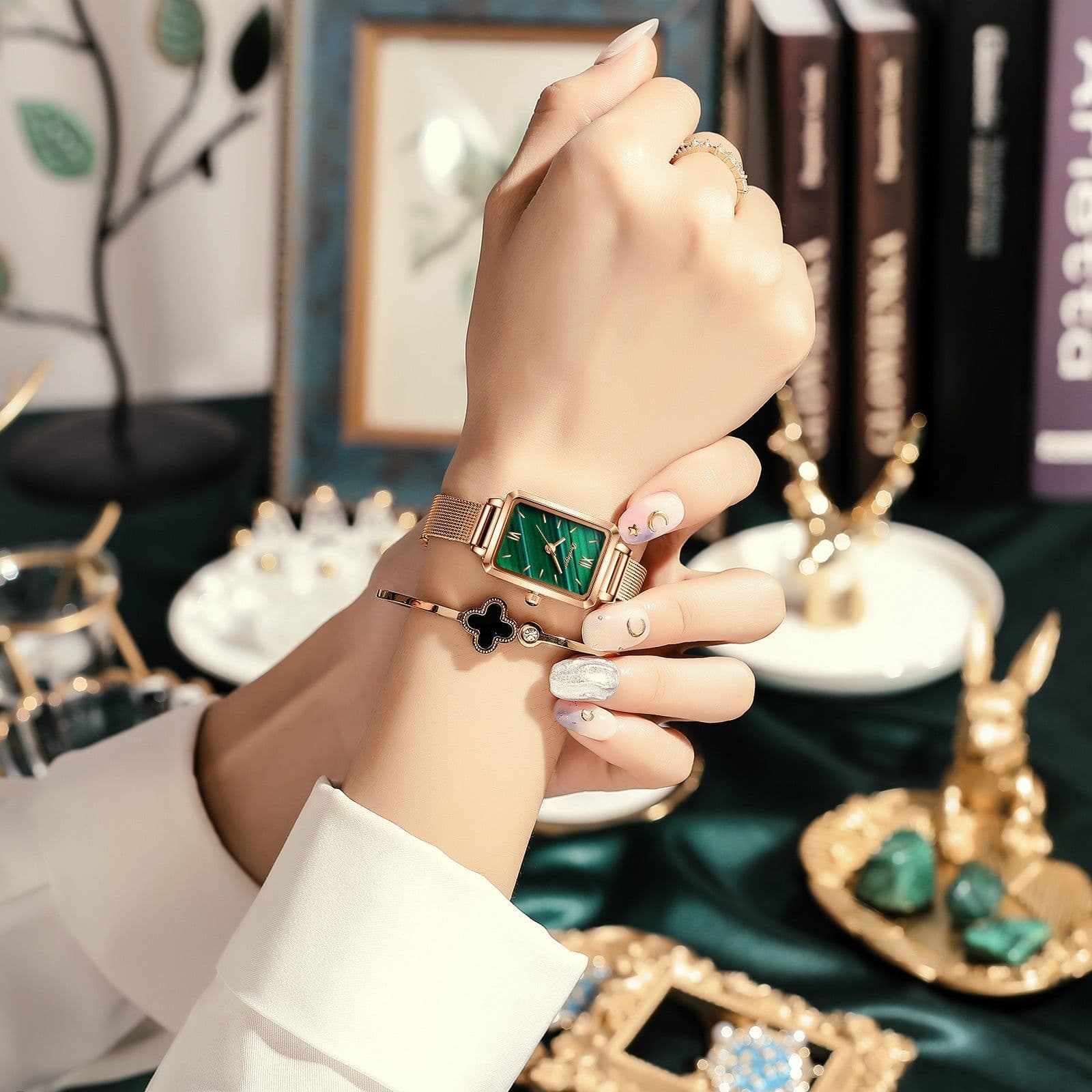 image-Small Green Square Quartz Watch
