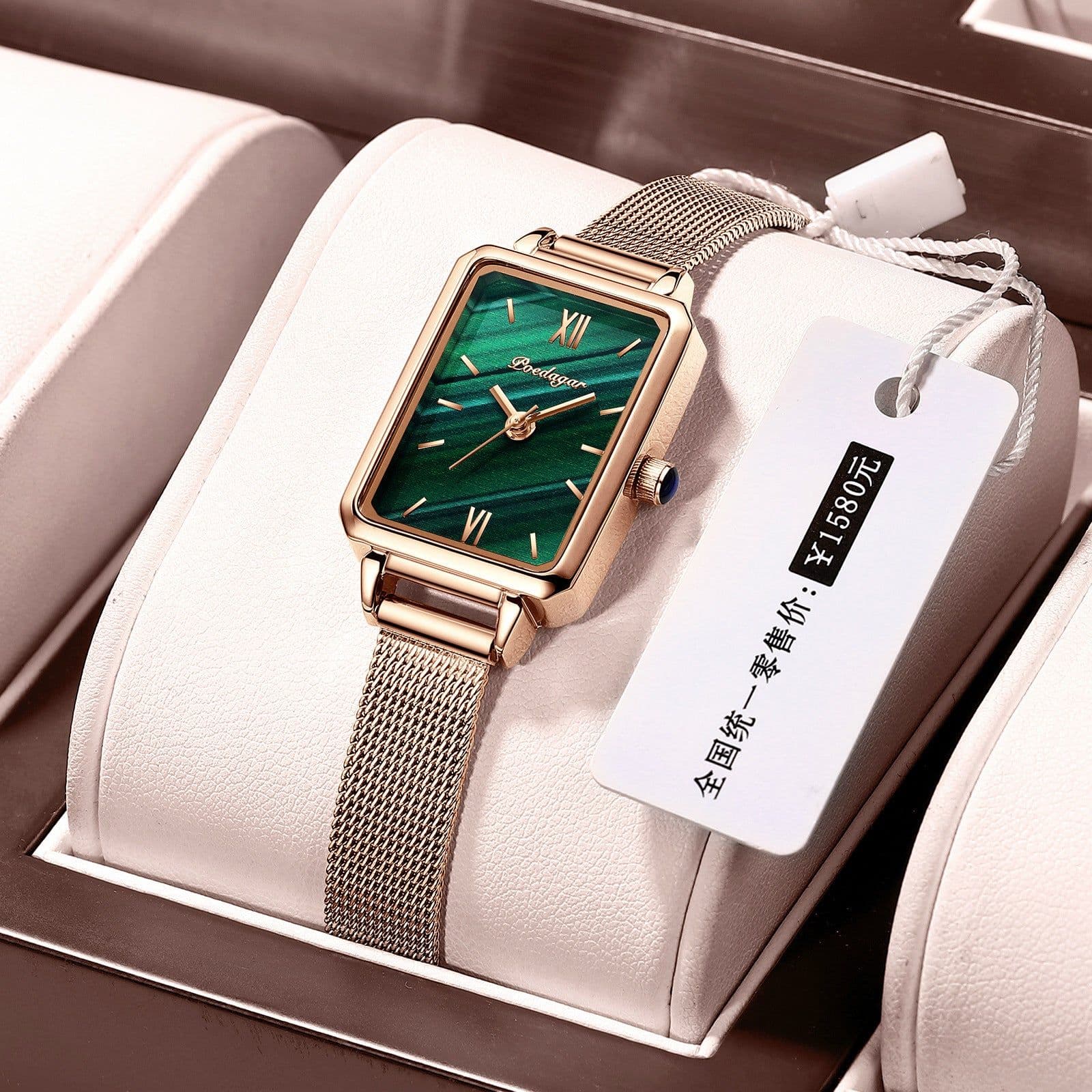 image-Small Green Square Quartz Watch