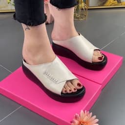 image-Slope Heel Fish Mouth Sandals Women's