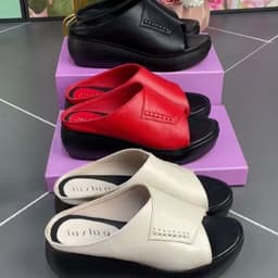 image-Slope Heel Fish Mouth Sandals Women's