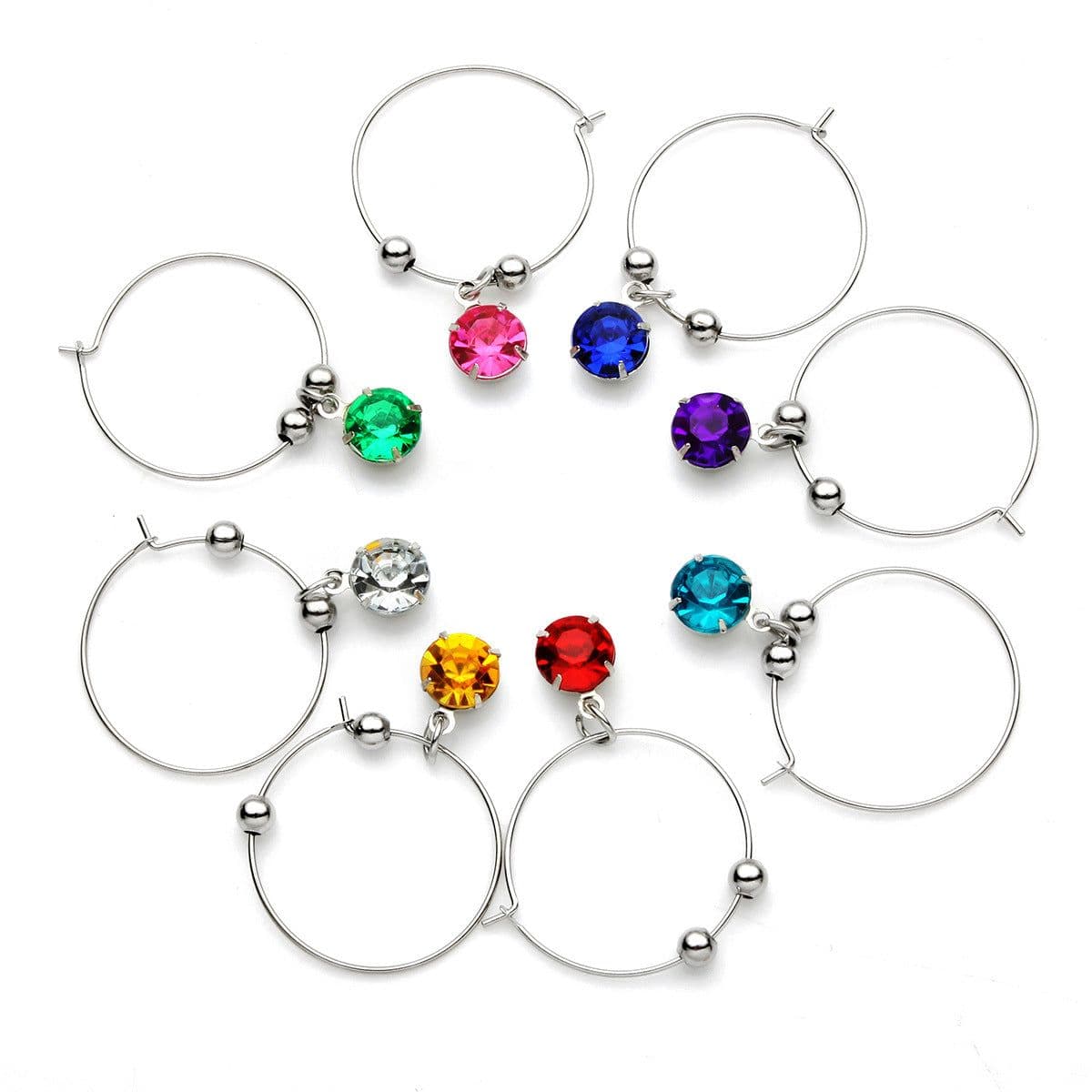 image-Color Diamond Wine Glass Hanging Ring - Red