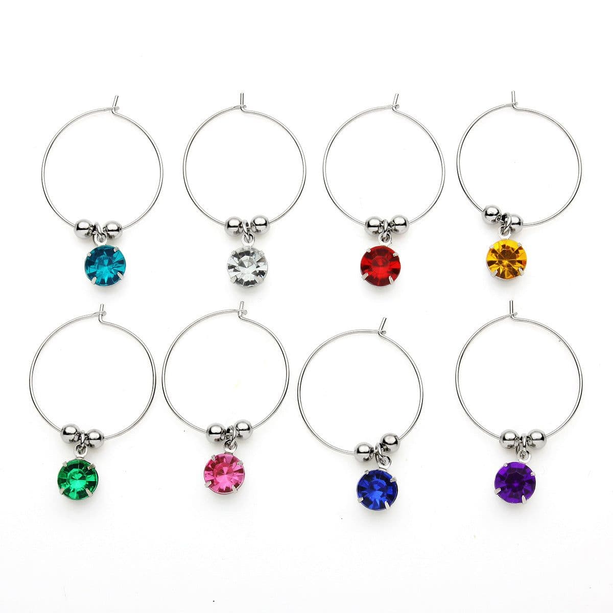 image-Color Diamond Wine Glass Hanging Ring - Red