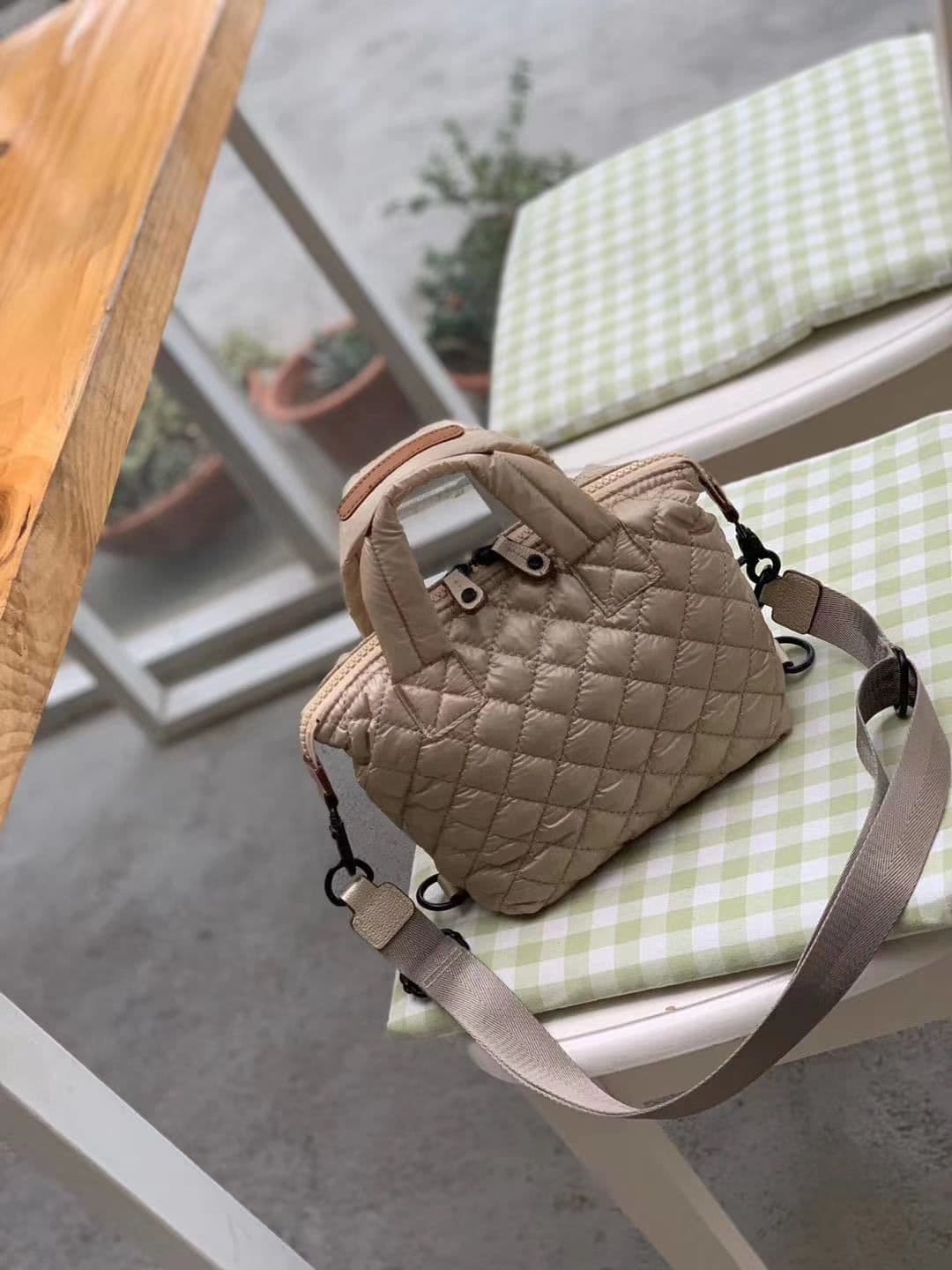 image-Plaid Nylon Messenger Bag Small Shoulder