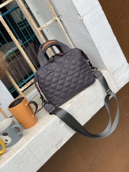 image-Plaid Nylon Messenger Bag Small Shoulder