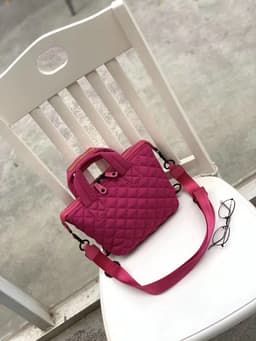 image-Plaid Nylon Messenger Bag Small Shoulder