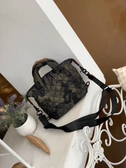image-Plaid Nylon Messenger Bag Small Shoulder