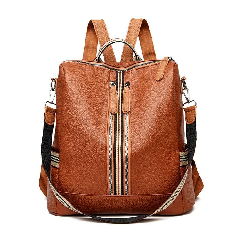 image-Women's PU Backpack Multi-Pocket School Bag