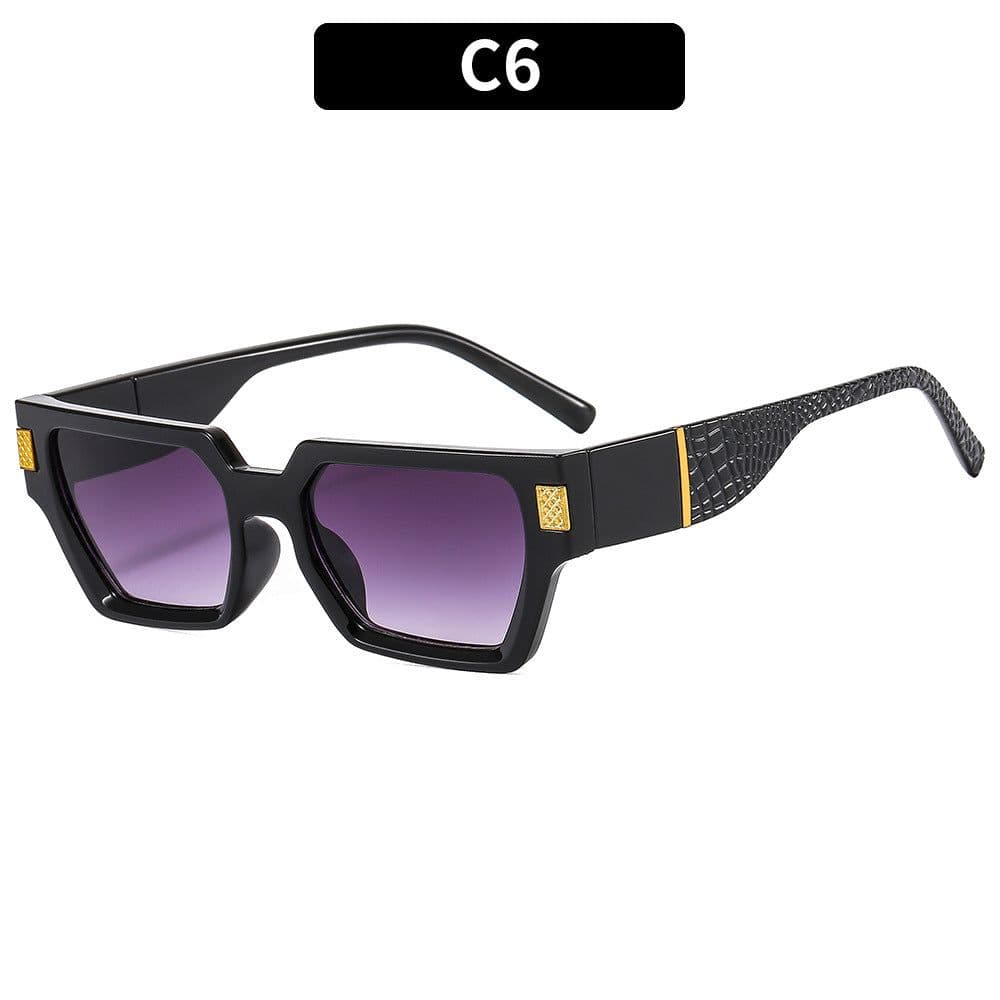 image-Retro Square Sunglasses UV400 Black Frame