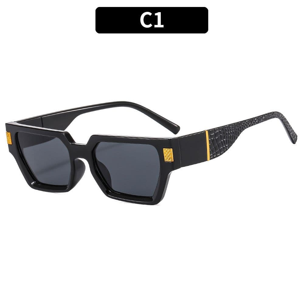 image-Retro Square Sunglasses UV400 Black Frame