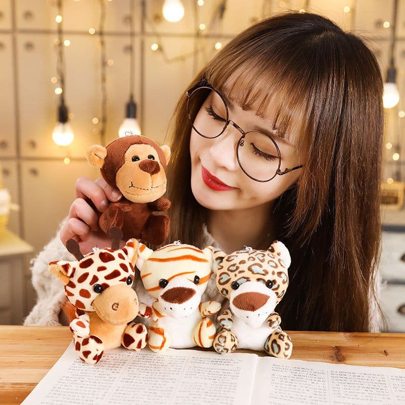 image-Jungle Animal Plush Toy Keychain Set