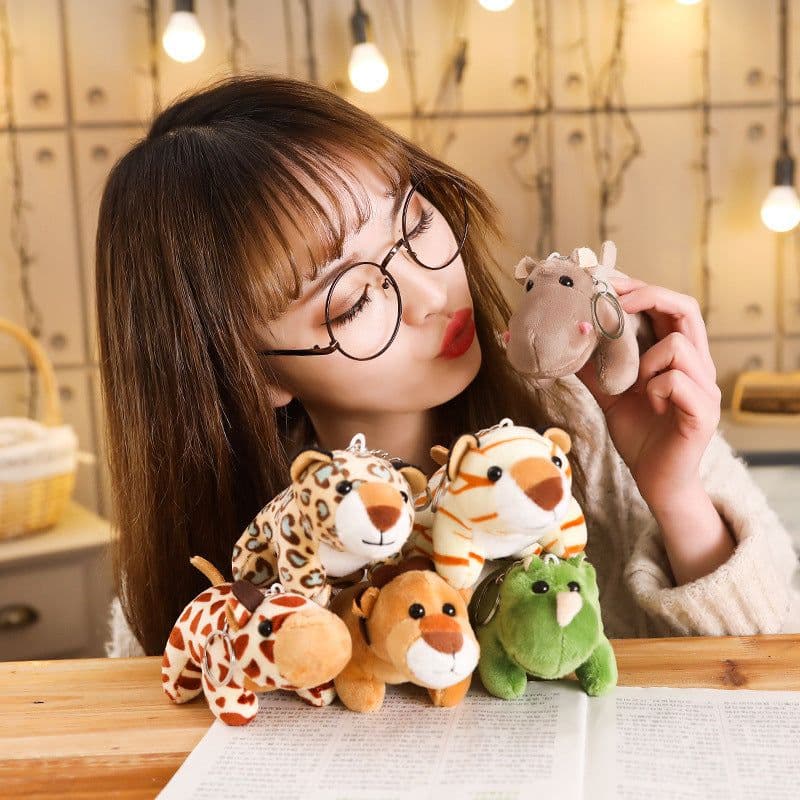 image-Jungle Animal Plush Toy Keychain Set