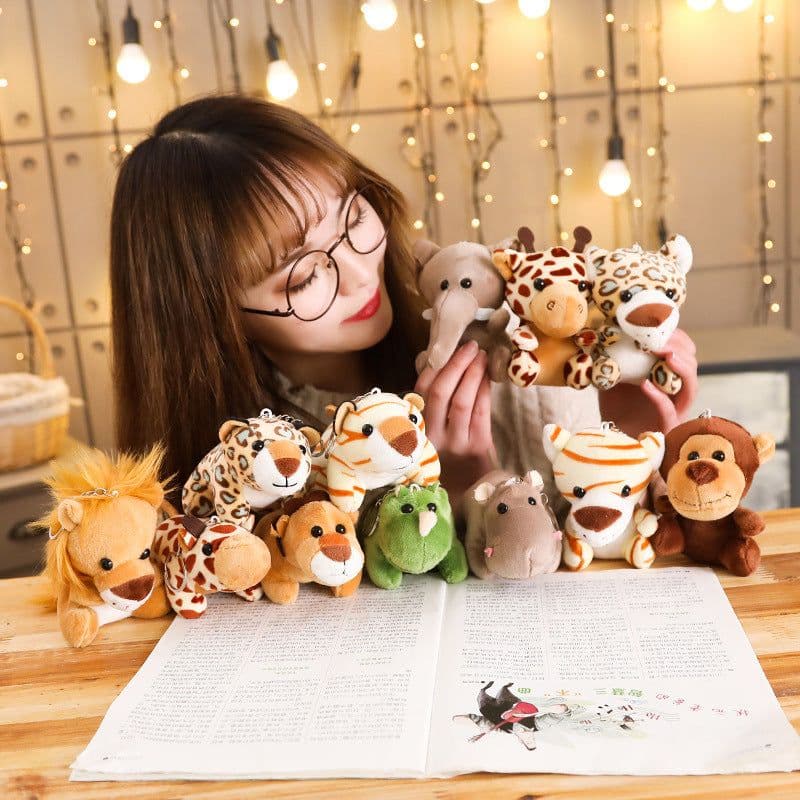 image-Jungle Animal Plush Toy Keychain Set
