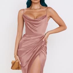 image-Krist Solid Color Midi Dress with One-Line Collar