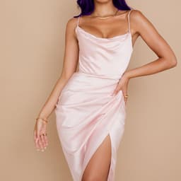 image-Krist Solid Color Midi Dress with One-Line Collar