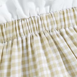 image-White Baby Jumpsuit with Collar, Plaid Khaki, 95% Cotton