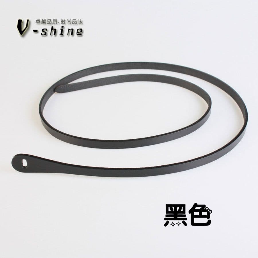 image-Women's Black Cowhide Leather Waist Belt