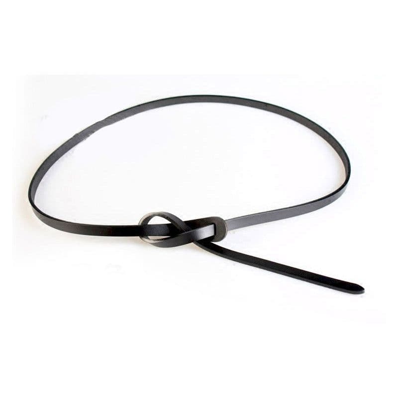 image-Women's Black Cowhide Leather Waist Belt