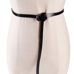 image-Women's Black Cowhide Leather Waist Belt