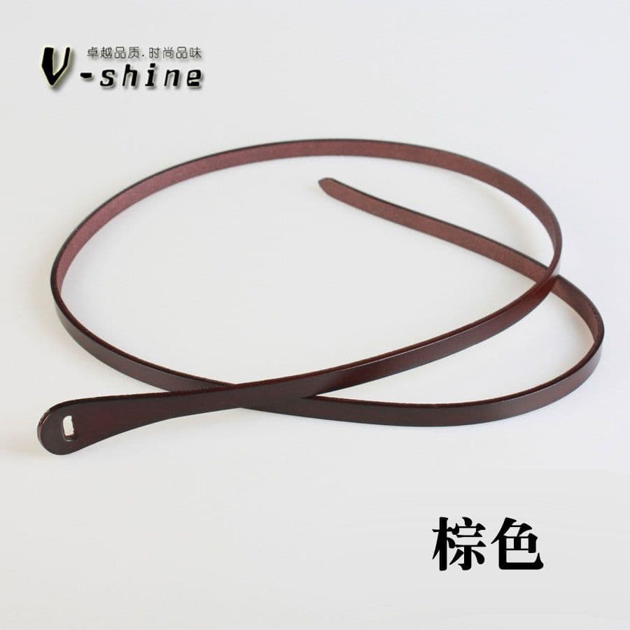 image-Women's Black Cowhide Leather Waist Belt