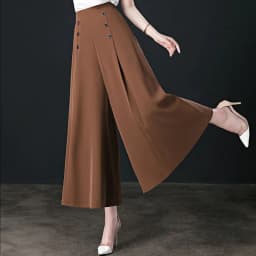image-Women's High-Waist Wide-Leg Culottes, Caramel
