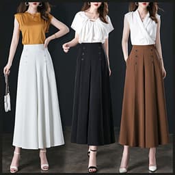 image-Women's High-Waist Wide-Leg Culottes, Caramel