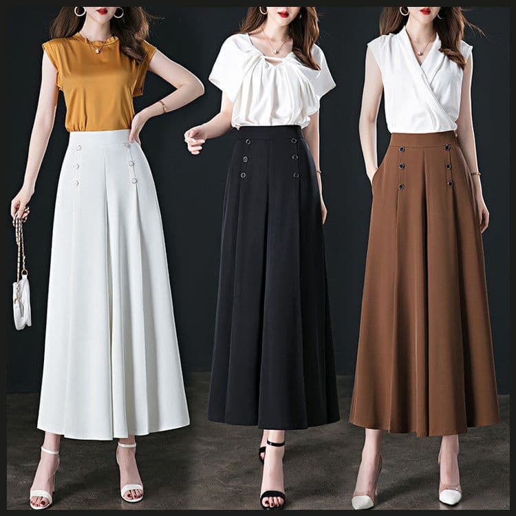 image-Women's High-Waist Wide-Leg Culottes, Caramel