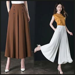 image-Women's High-Waist Wide-Leg Culottes, Caramel