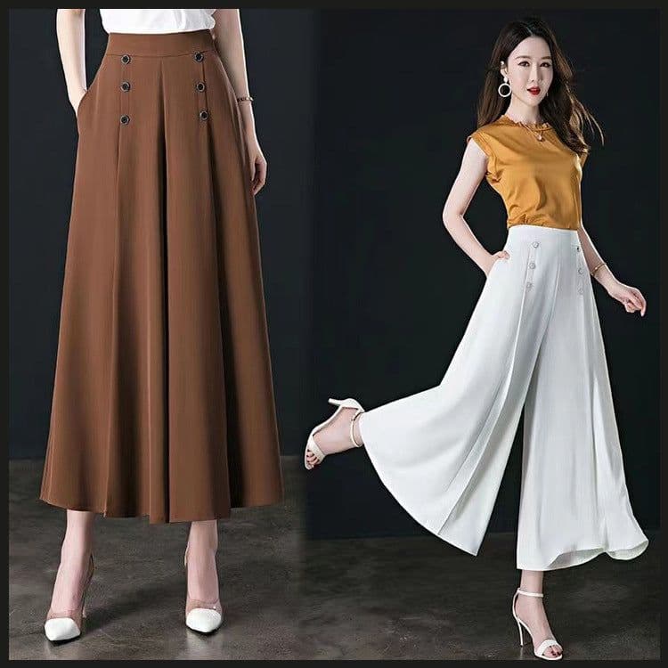 image-Women's High-Waist Wide-Leg Culottes, Caramel