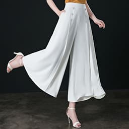 image-Women's High-Waist Wide-Leg Culottes, Caramel