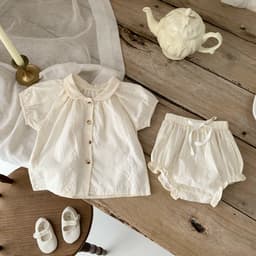 image-Yi Pocket Rice Kids Cotton Shorts Set Summer