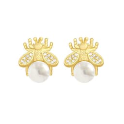 image-Little Bee Pearl Earrings, Korean Style