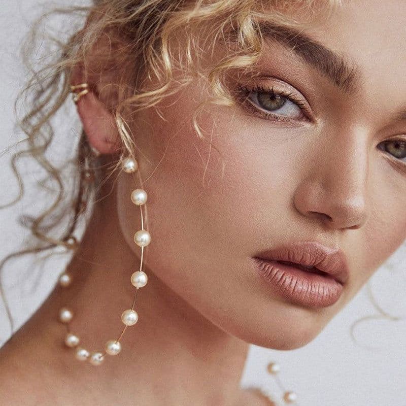 image-Cross-Border Pearl C-Shaped Earrings for Women
