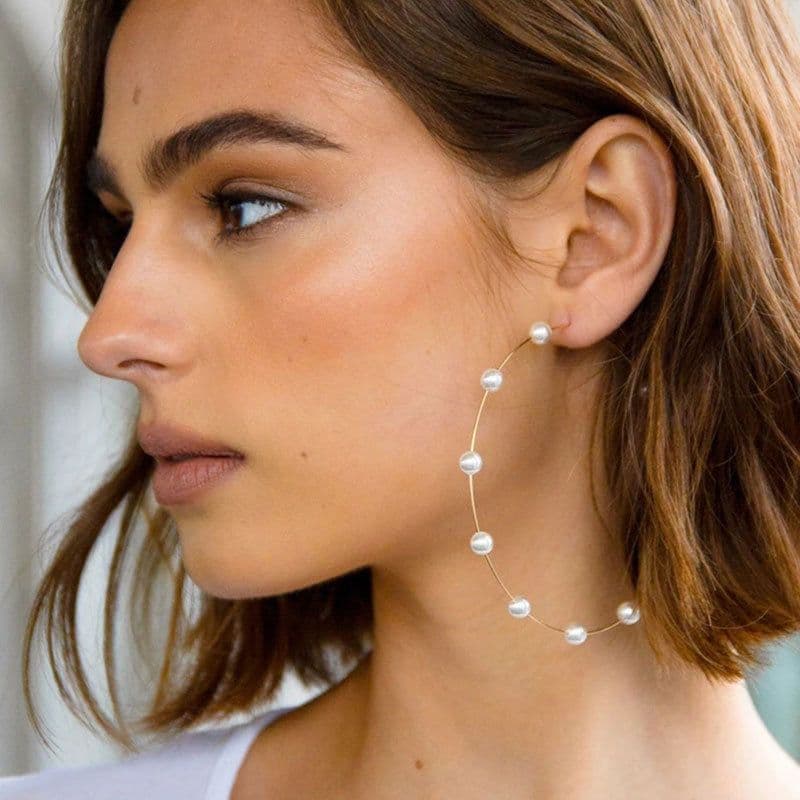 image-Cross-Border Pearl C-Shaped Earrings for Women