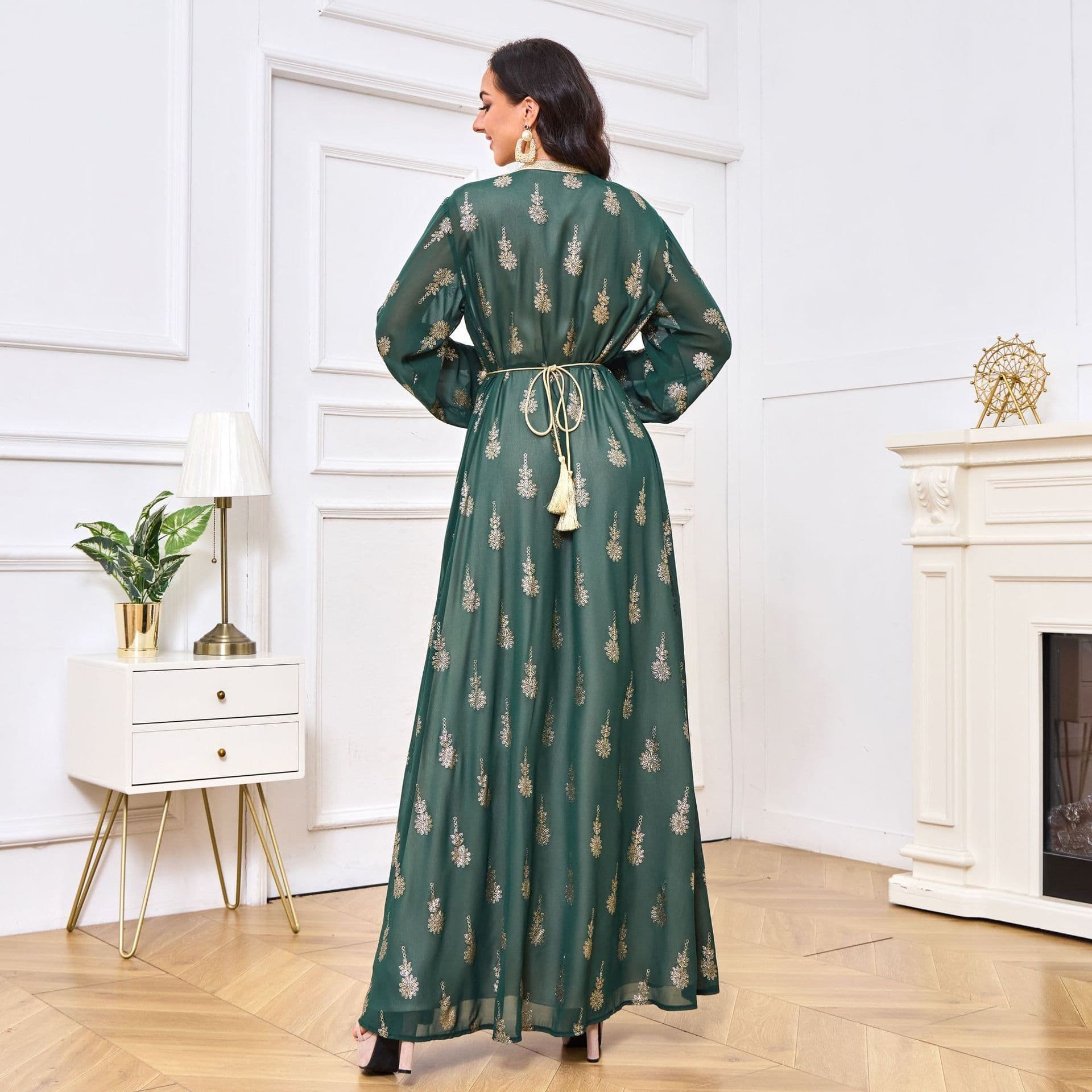 image-MT029 Arab Embroidered Cardigan Vest Two-Piece Dress