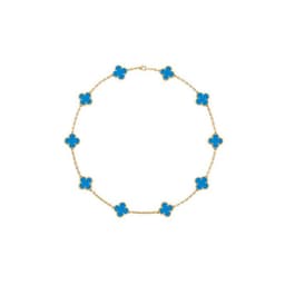 image-Gold Black Agate Cross Flower Necklace Clavicle Chain