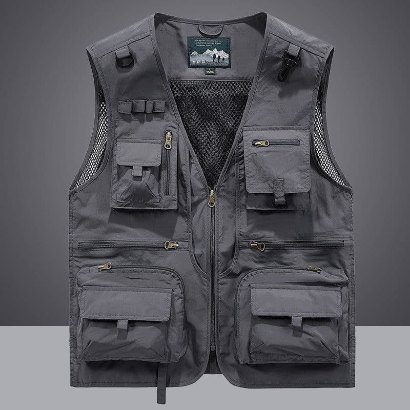 image-Men's Mesh Vest with Multiple Pockets