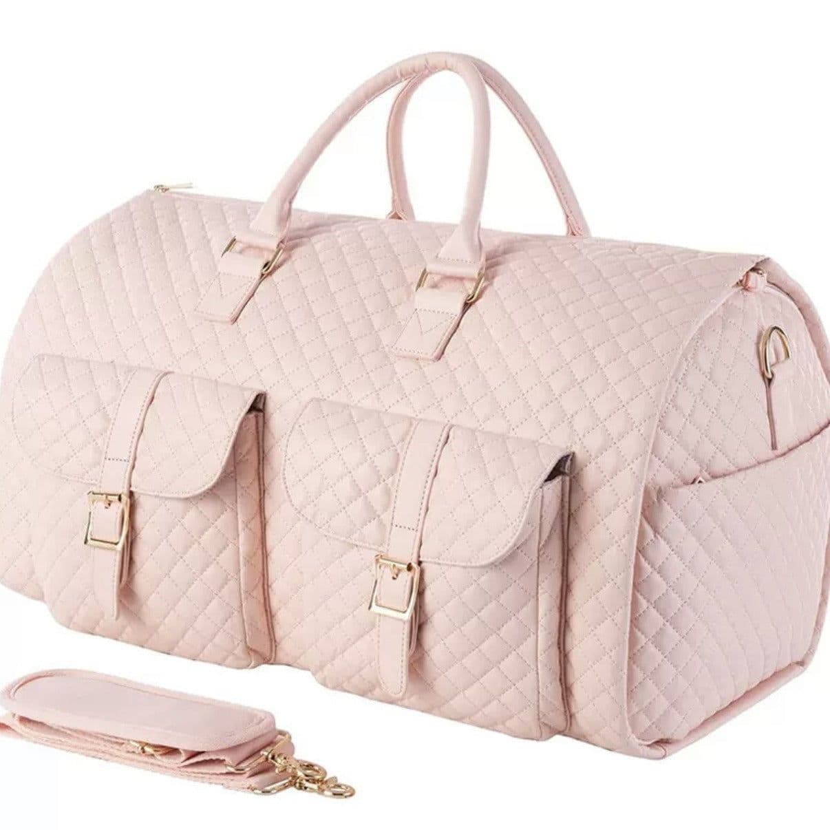 image-Travel Duffel Bag with Shoe Compartment, 20-35L, Pink
