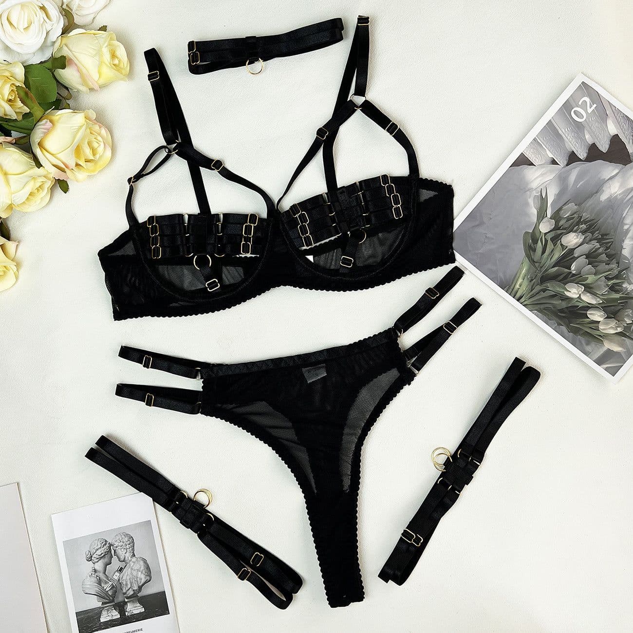 image-Polyester Lingerie Set 4-Piece