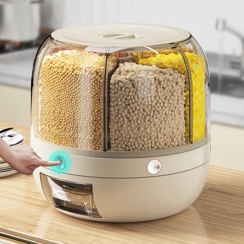 image-Rice Bucket Divided Rotating Grain Storage Box