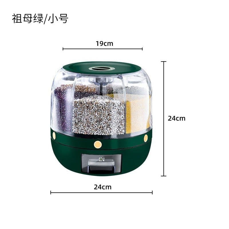 image-Rice Bucket Divided Rotating Grain Storage Box