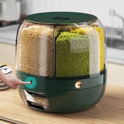 image-Rice Bucket Divided Rotating Grain Storage Box