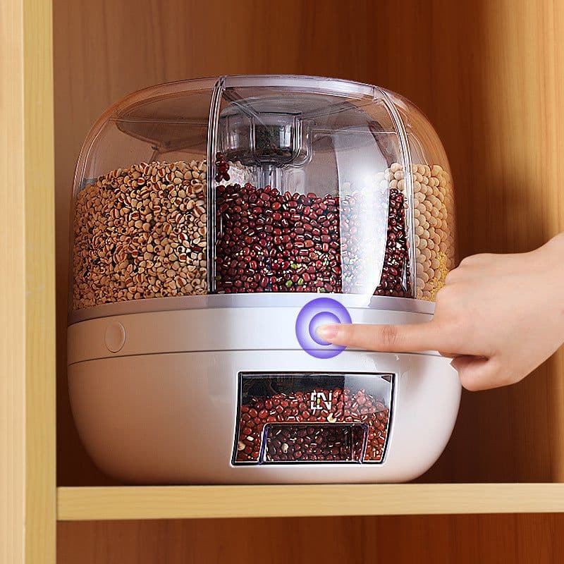 image-Rice Bucket Divided Rotating Grain Storage Box