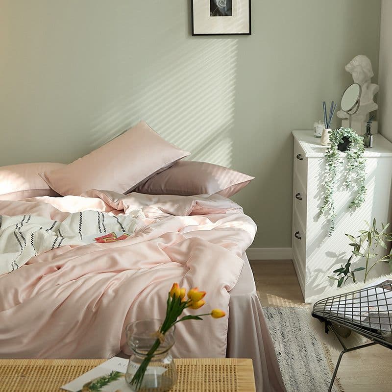 image-60-Count Tencel Four-Piece Bedding Set, Ice Silk Sheets