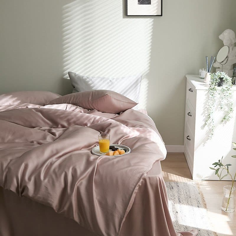 image-60-Count Tencel Four-Piece Bedding Set, Ice Silk Sheets