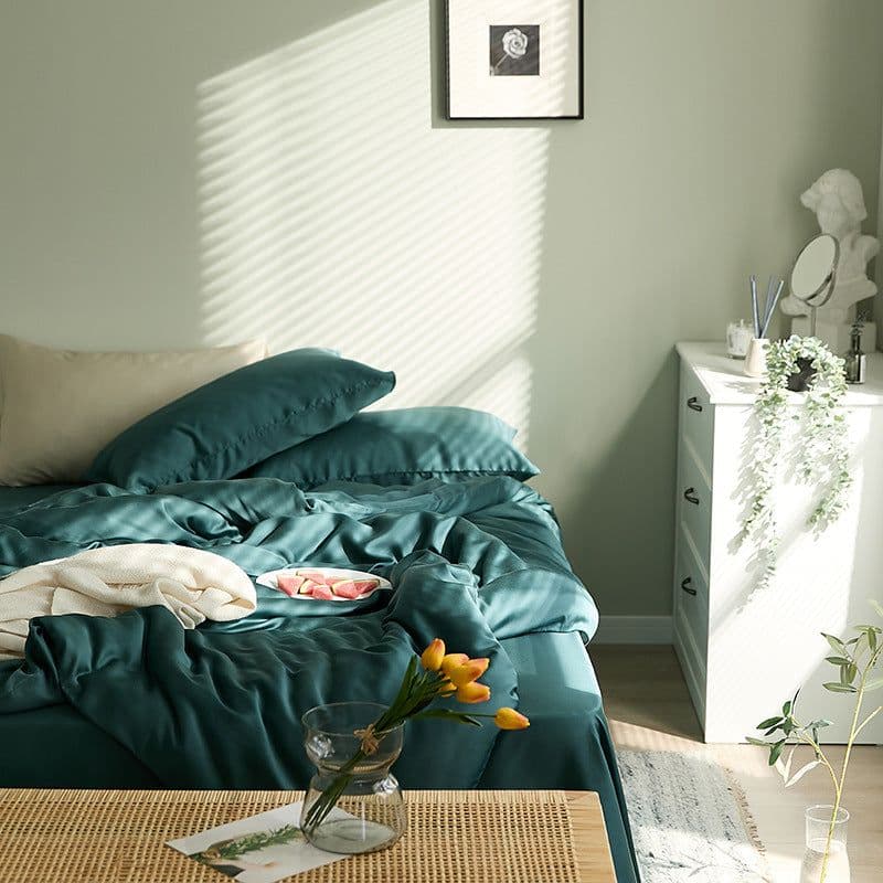 image-60-Count Tencel Four-Piece Bedding Set, Ice Silk Sheets